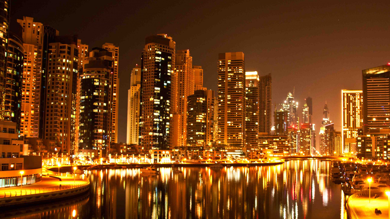 Обои город, Дубай, городской пейзаж, метрополия, городской район в разрешении 1280x720