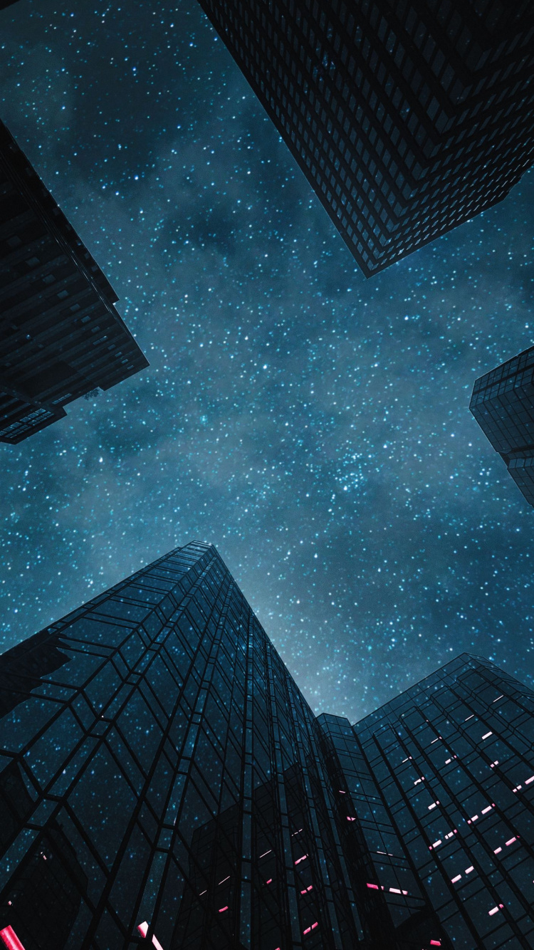 Обои атмосфера, здание, облако, свет, черный в разрешении 750x1334