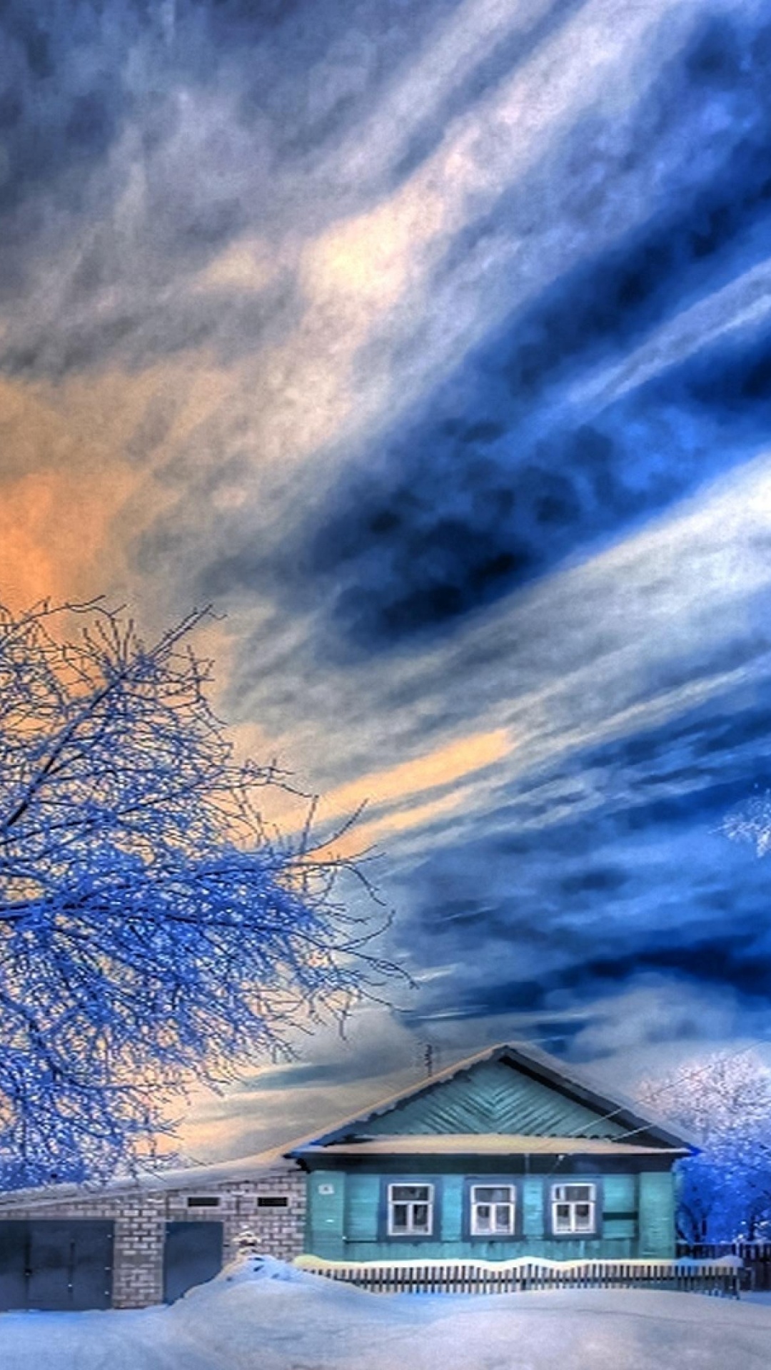 Обои снег, зима, природа, синий, облако в разрешении 1080x1920