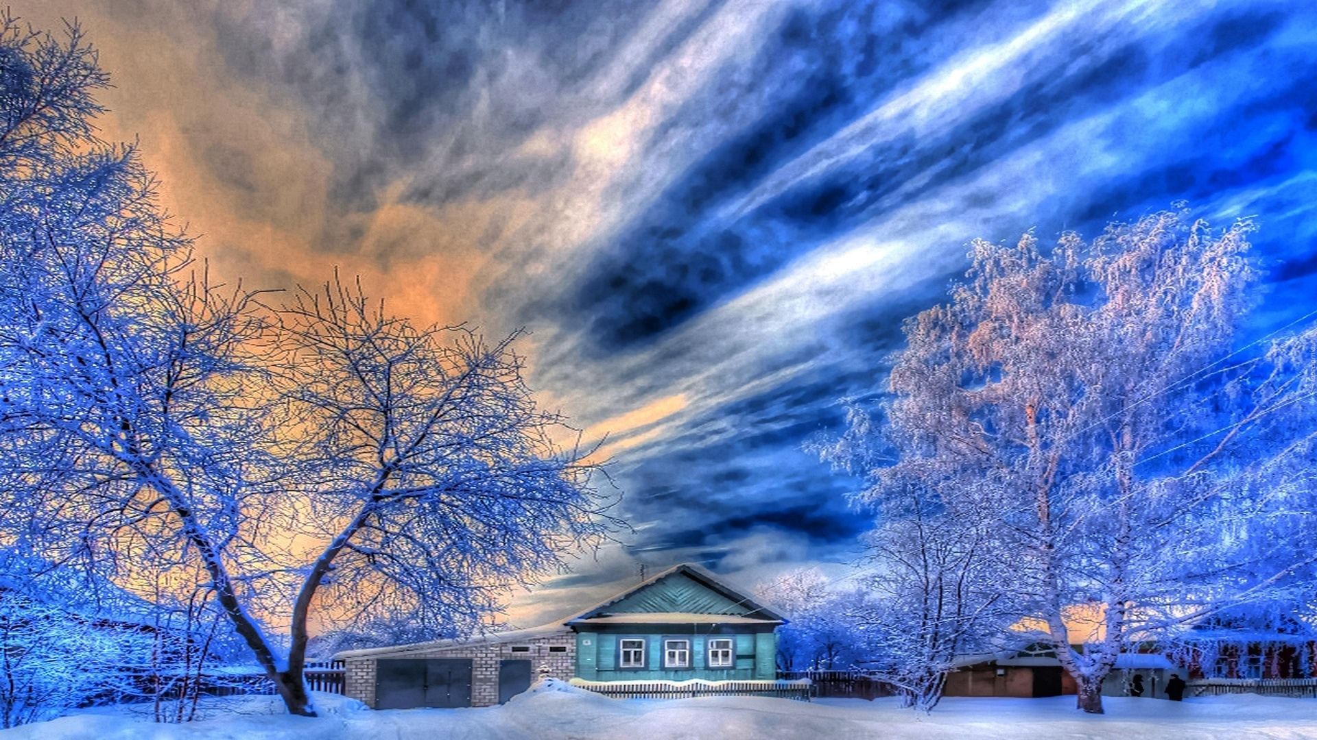 Обои снег, зима, природа, синий, облако в разрешении 1920x1080