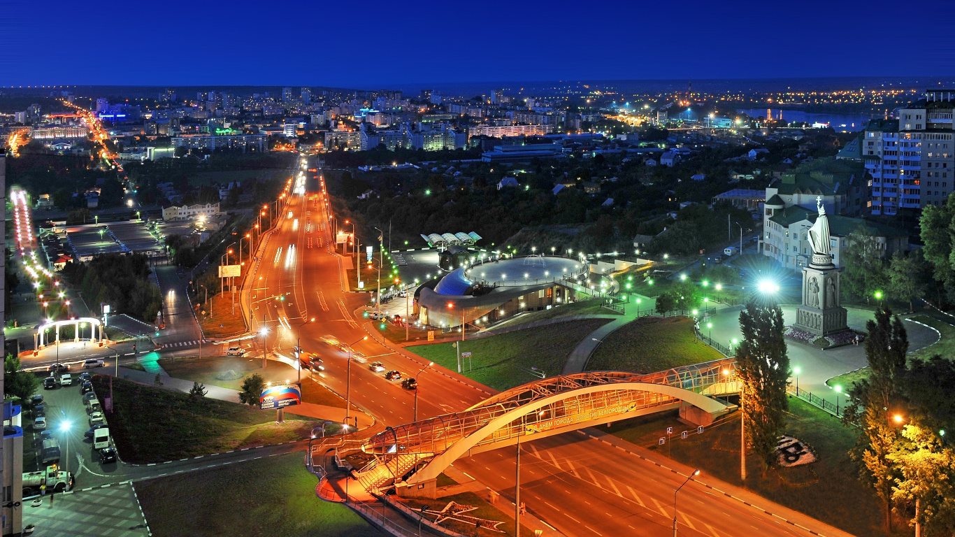 Обои ориентир, городской пейзаж, город, ночь, городской район в разрешении 1366x768