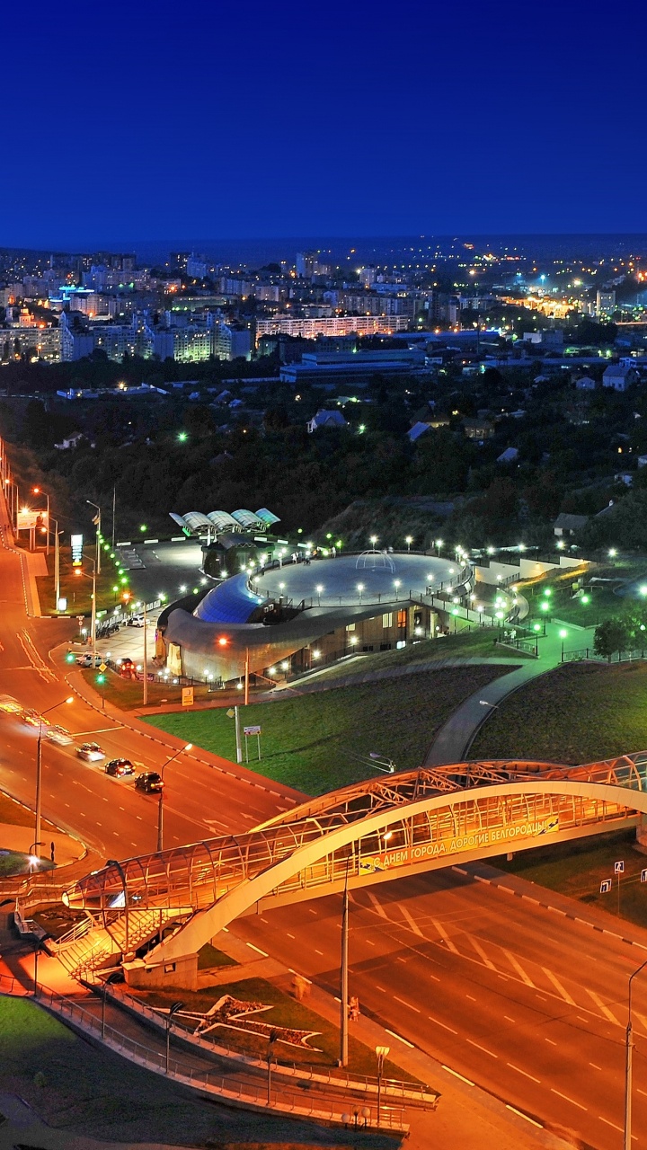 Обои ориентир, городской пейзаж, город, ночь, городской район в разрешении 720x1280