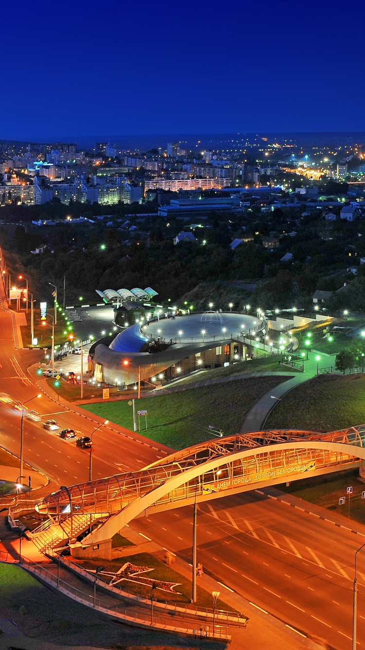 Обои ориентир, городской пейзаж, город, ночь, городской район в разрешении 750x1334