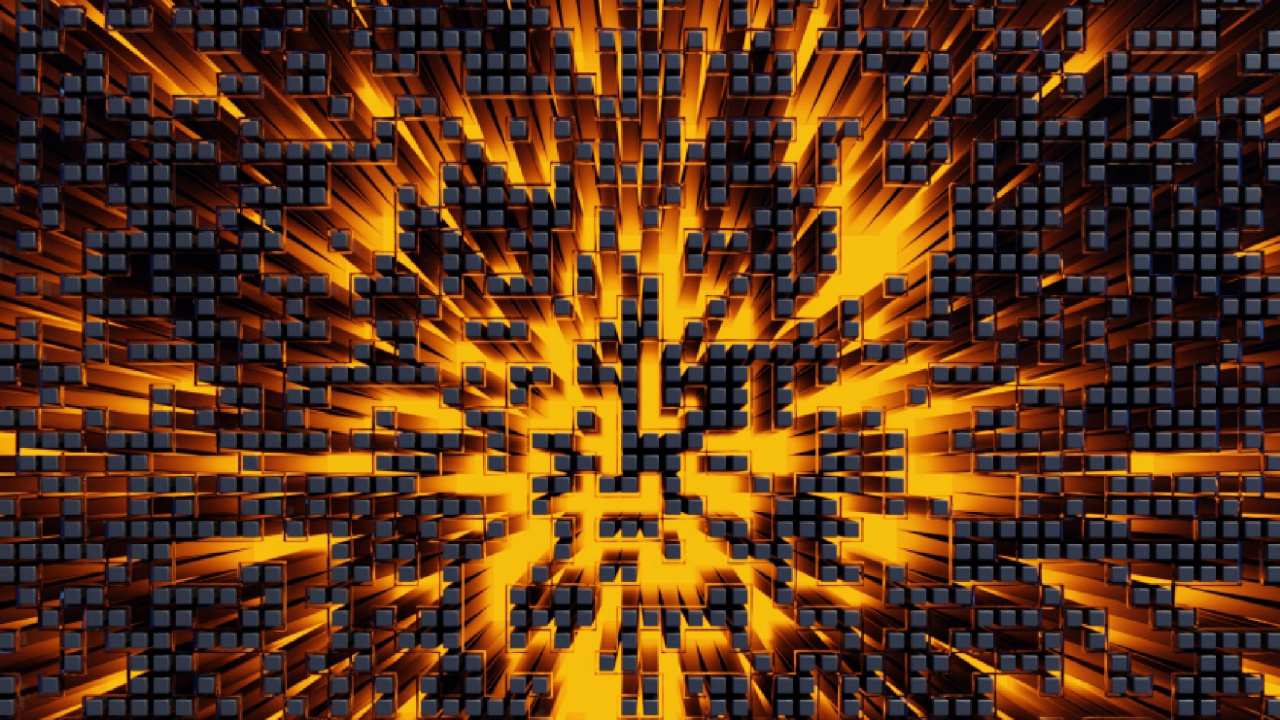 Обои пиксель, фрактальное искусство, симметрия, Апельсин, психоделическое искусство в разрешении 1280x720