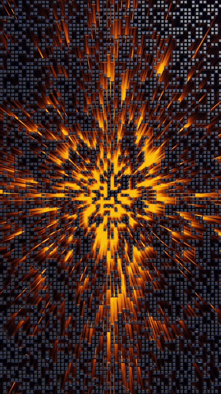 Обои пиксель, фрактальное искусство, симметрия, Апельсин, психоделическое искусство в разрешении 720x1280