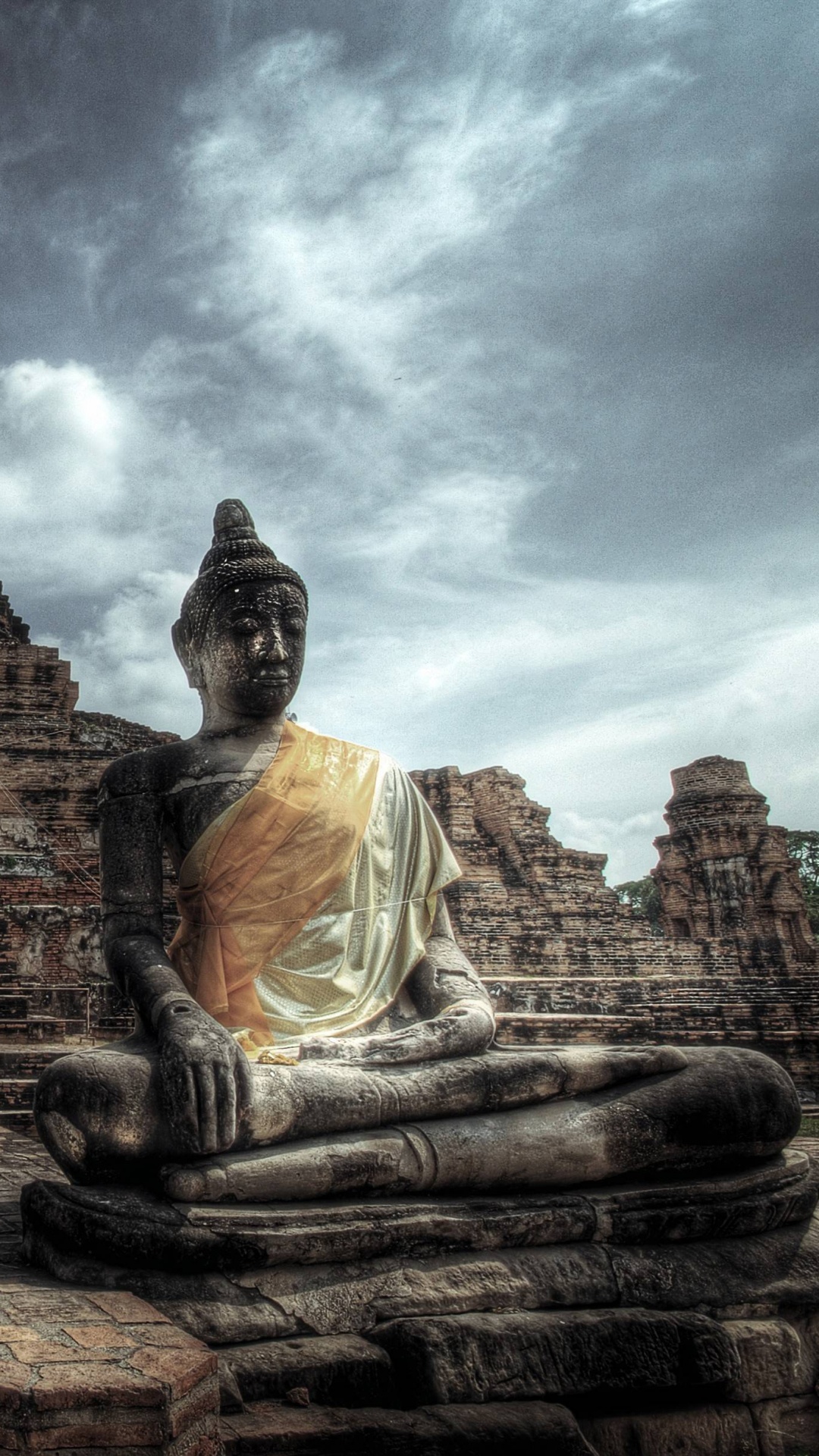 Обои храм, Buddharupa, облако, развалины, древняя история в разрешении 1080x1920