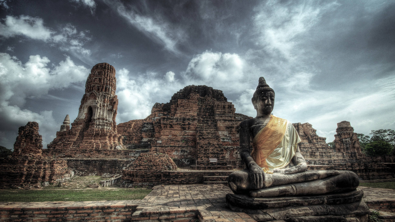 Обои храм, Buddharupa, облако, развалины, древняя история в разрешении 1280x720