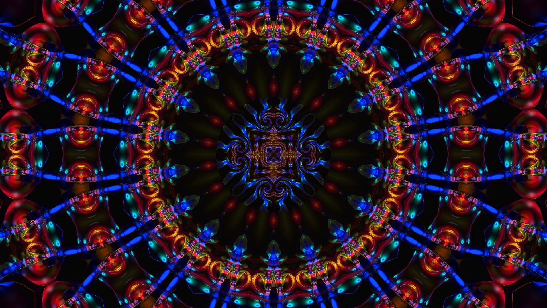 Обои психоделическое искусство, симметрия, фрактальное искусство, узор, калейдоскоп в разрешении 1920x1080