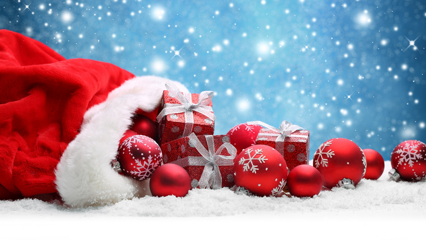 Обои Рождественский день, Рождественский подарок, подарок, Новый год, Санта-Клаус в разрешении 1366x768