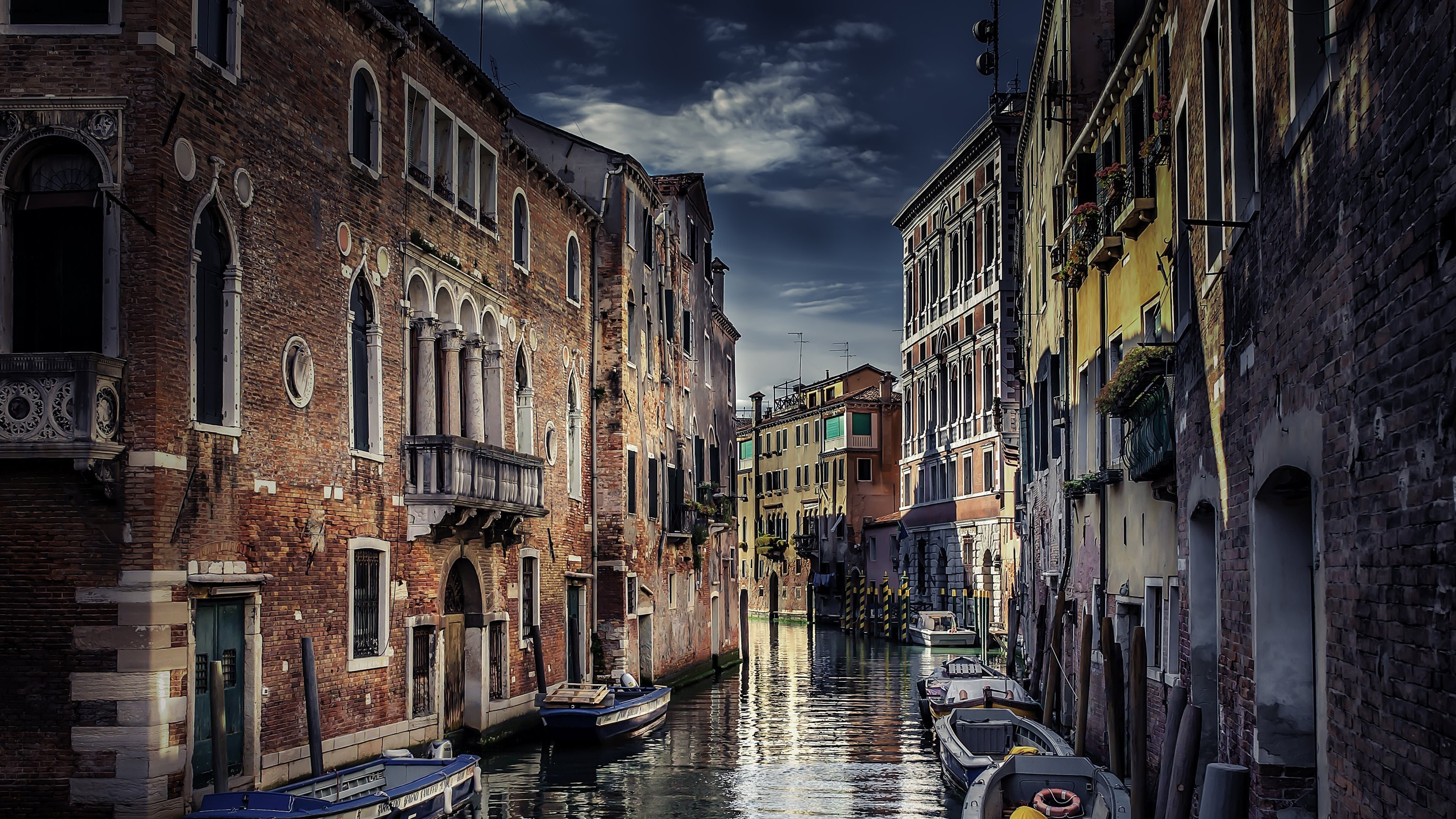 Обои Гранд-канал, гондола, канал, водный путь, вода в разрешении 3840x2160