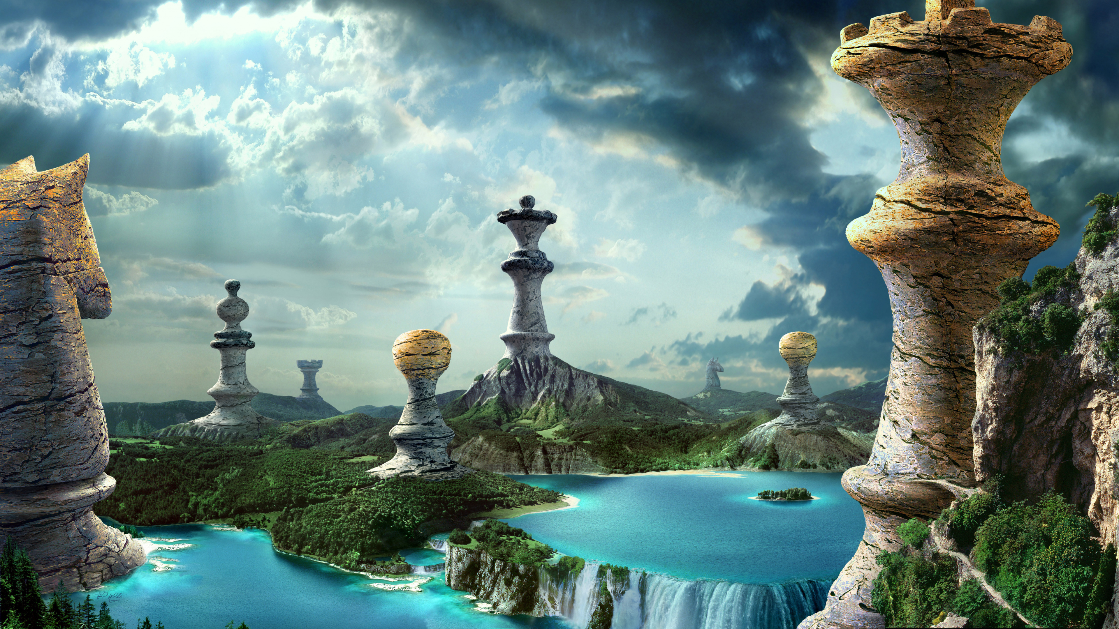 Обои шахматы, Шахматная фигура, пинкод, природа, пейзаж в разрешении 3840x2160