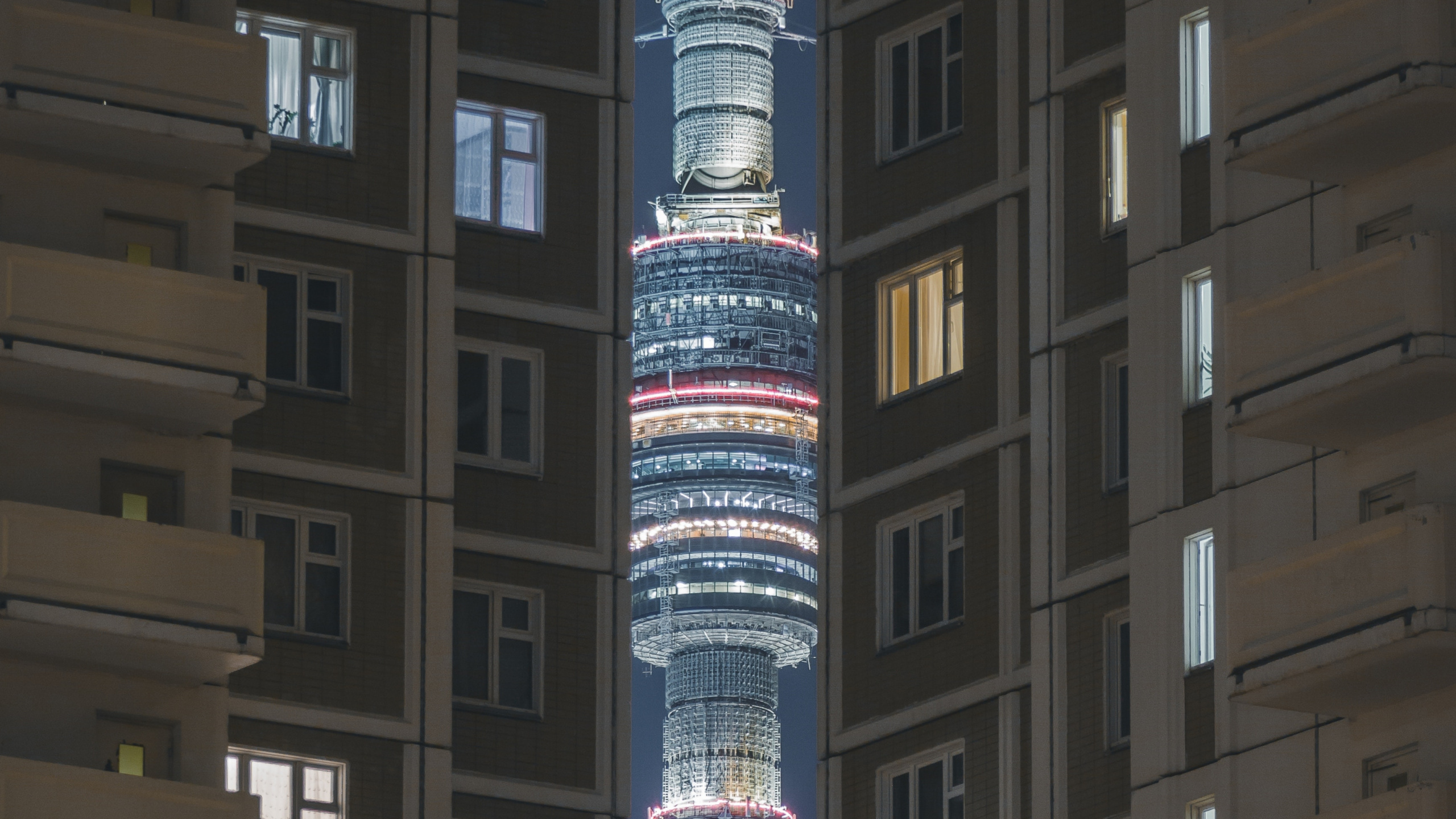 Обои Останкинская Телебашня, вышка, архитектура, ориентир, башня в разрешении 2560x1440