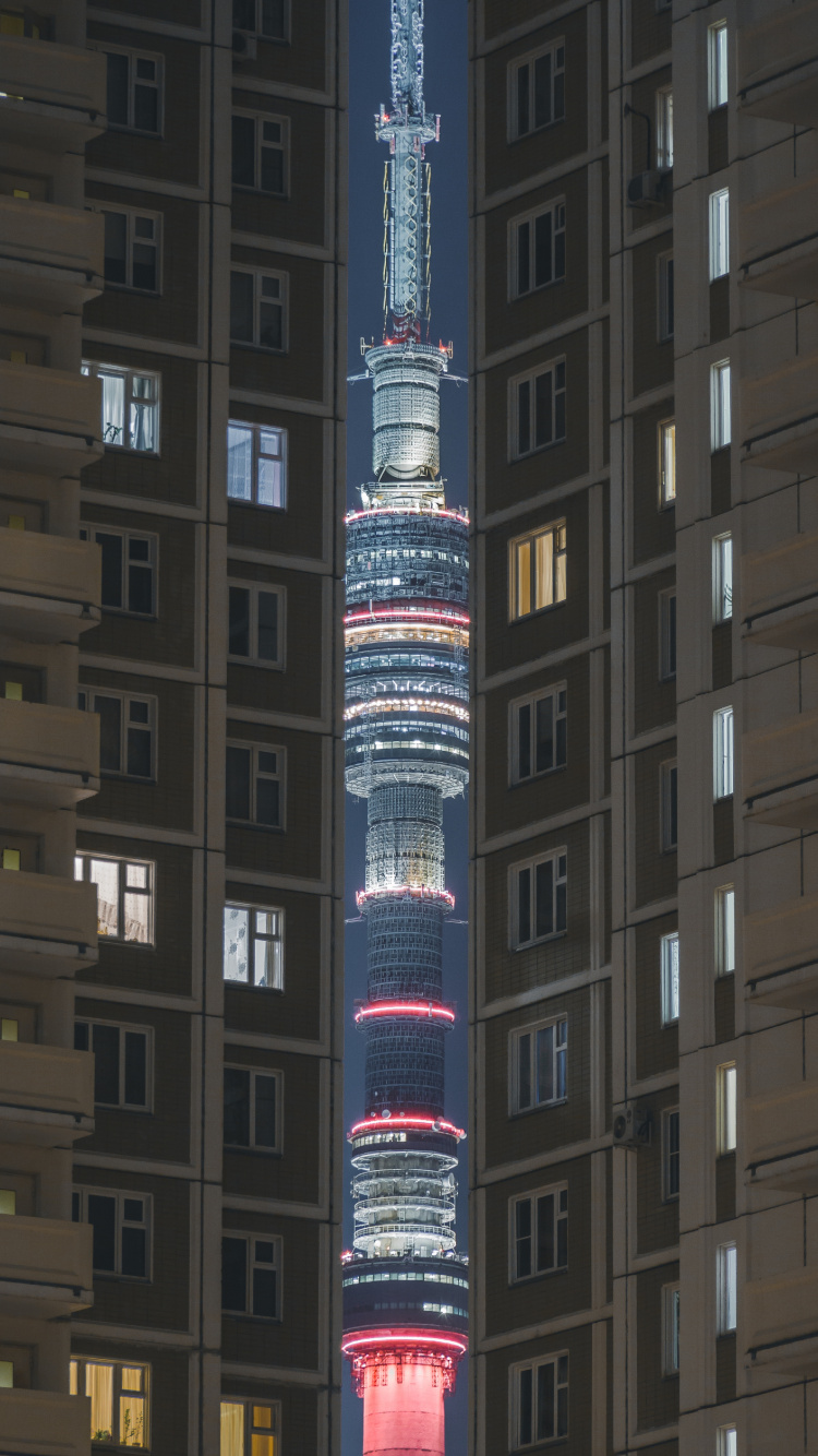 Обои Останкинская Телебашня, вышка, архитектура, ориентир, башня в разрешении 750x1334