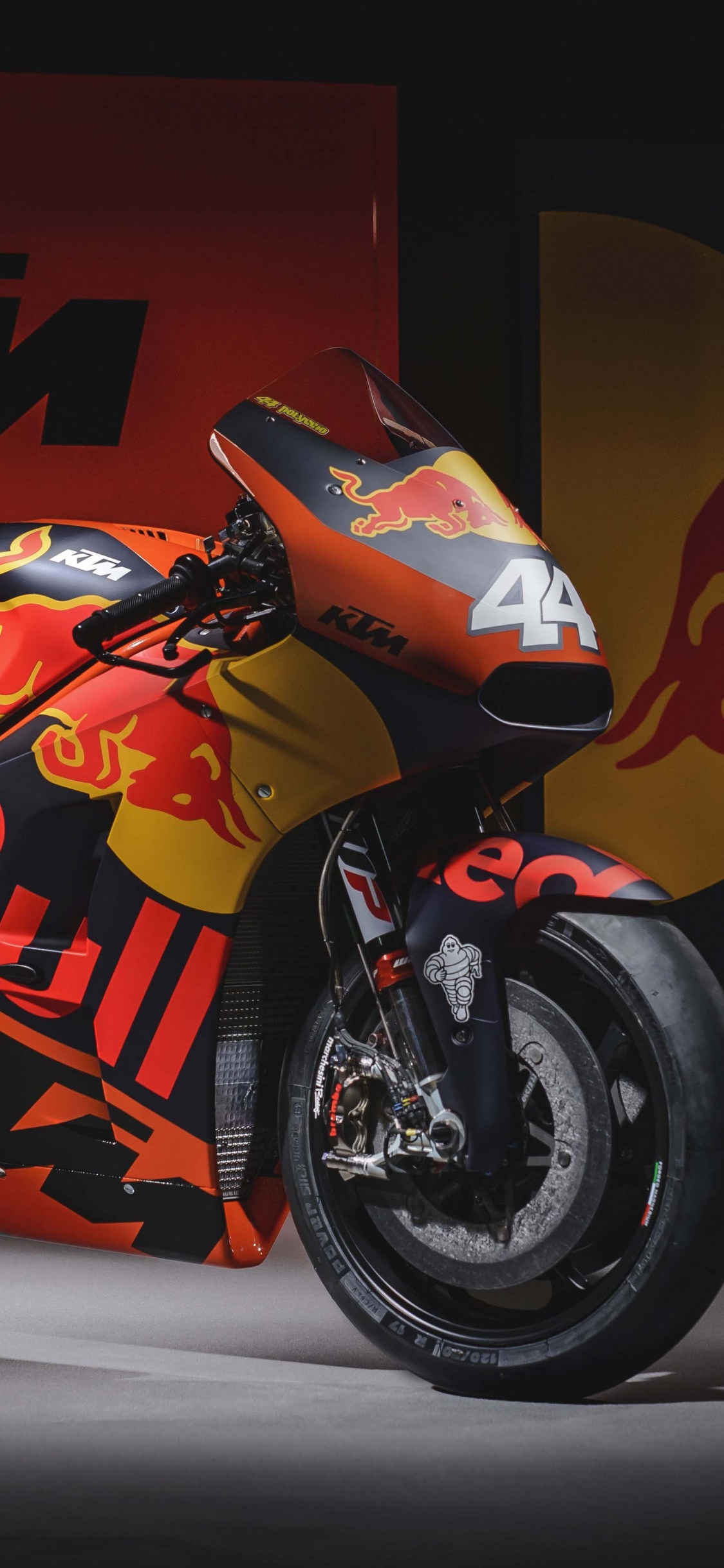 Обои КТМ RC16, мотоцикл, мотогонщик, супербайк, автоспорт в разрешении 1125x2436