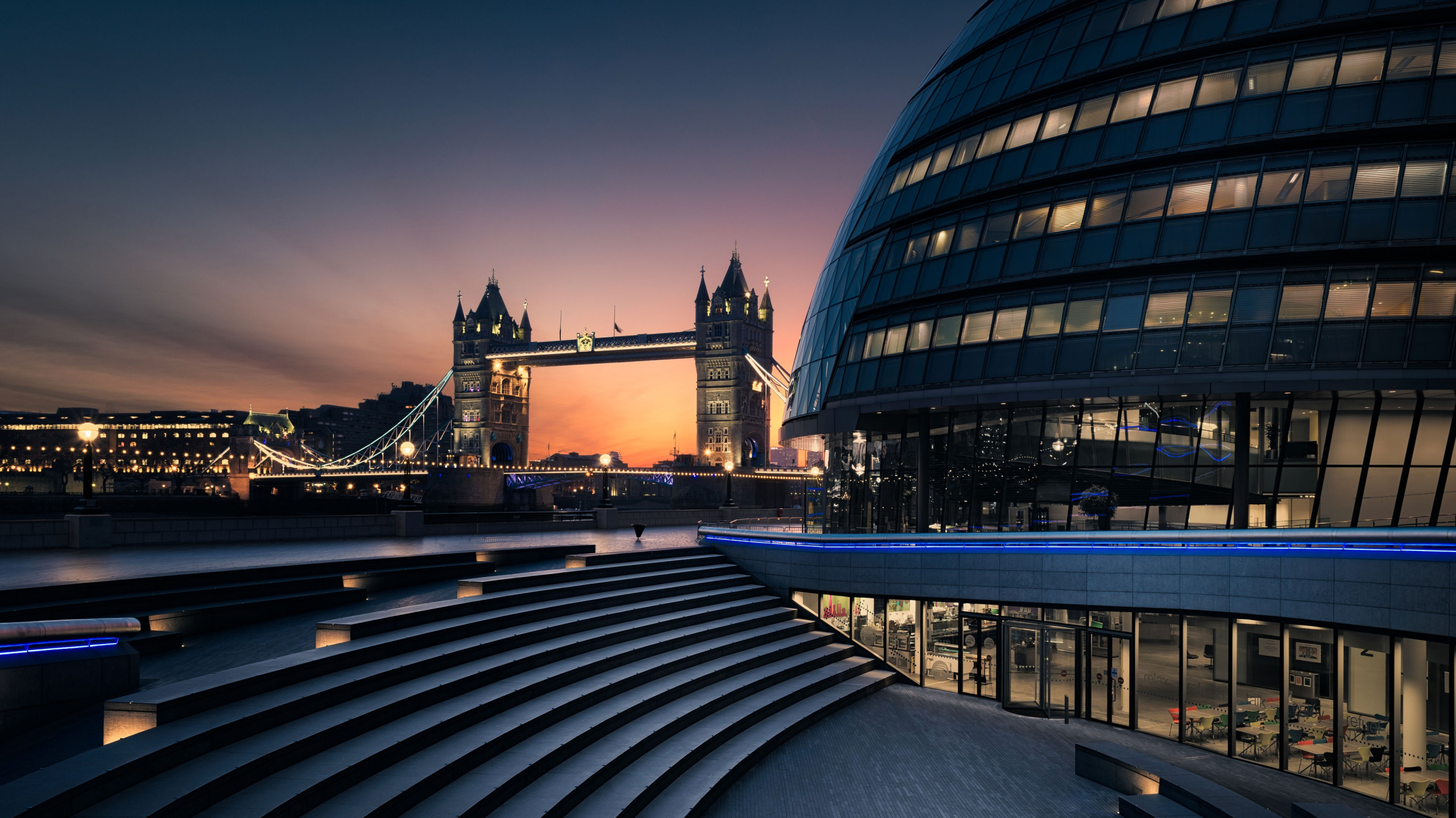 Обои тауэрский мост, Более Лондон, архитектура, ориентир, город в разрешении 2560x1440