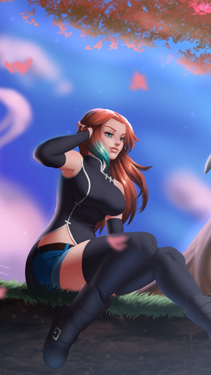 Обои аниме, арт, мультфильм, весна, иллюстрация в разрешении 720x1280