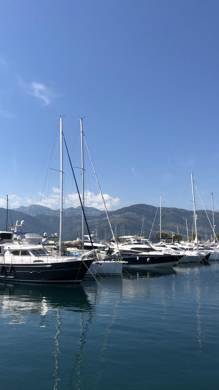 Обои Марина, яхта, мачта, водоем, судно в разрешении 750x1334