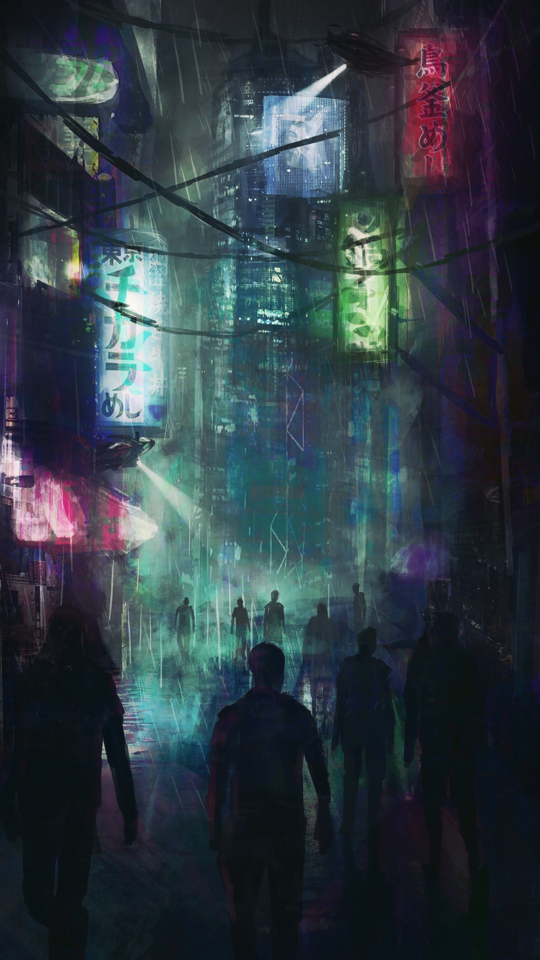 Обои Киберпанк, дистопия, арт, Научная фантастика, пурпур в разрешении 1080x1920