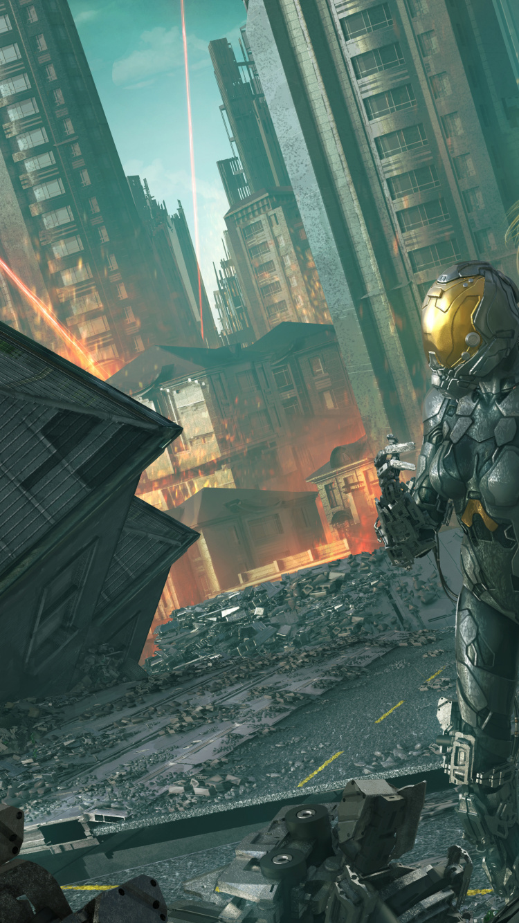 Обои Научная фантастика, киборг, Киборг Она, анимация, игра-боевик в разрешении 750x1334