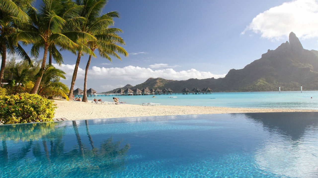 Обои пляж, прибежище, море, водоем, тропическая зона в разрешении 1280x720