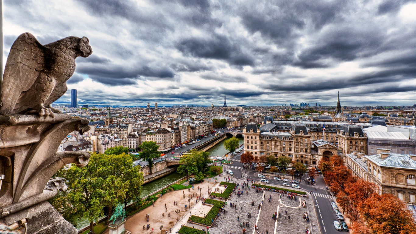 Обои город, крыша, туризм, историческое место, открытый структуру в разрешении 1366x768