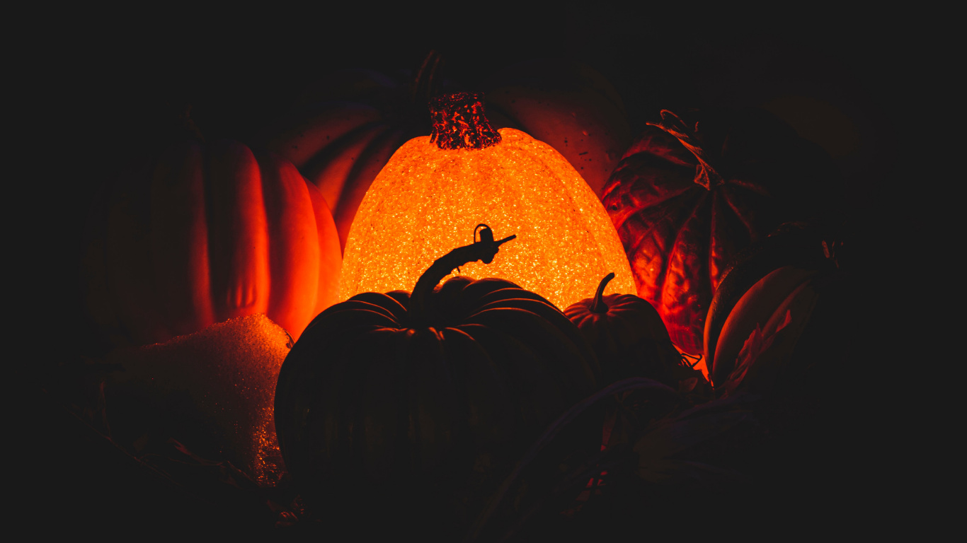 Обои тепло, Апельсин, калебас, пламя, арт в разрешении 1366x768