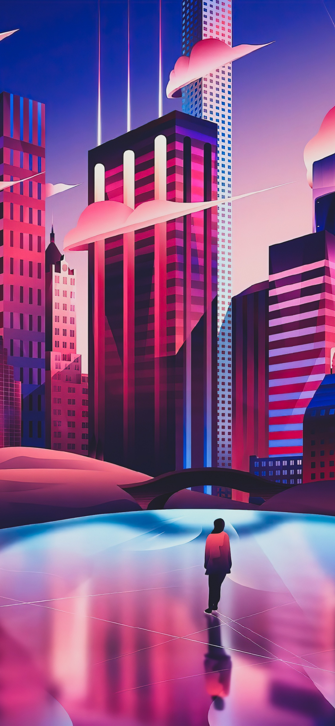 Обои метрополия, иллюстрация, На Behance, иллюстратор, архитектура в разрешении 1125x2436