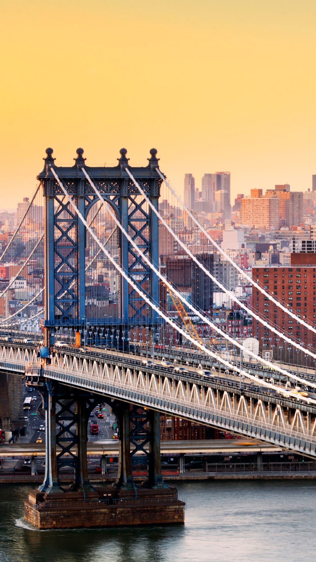 Обои Бруклинский мост, Квинс, городской пейзаж, город, линия горизонта в разрешении 1080x1920