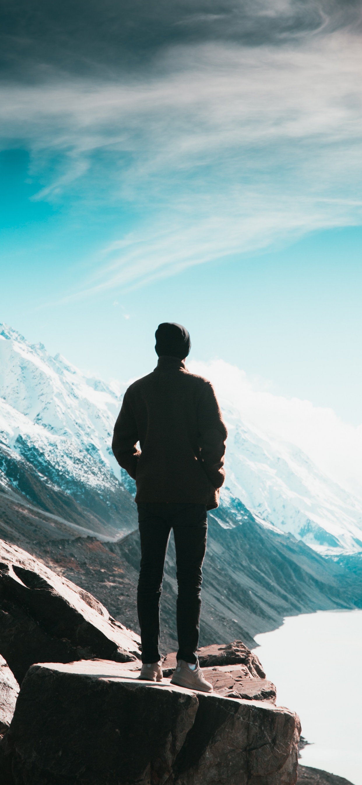 Обои синий, горный хребет, ледяная форма, рельеф, море в разрешении 1242x2688