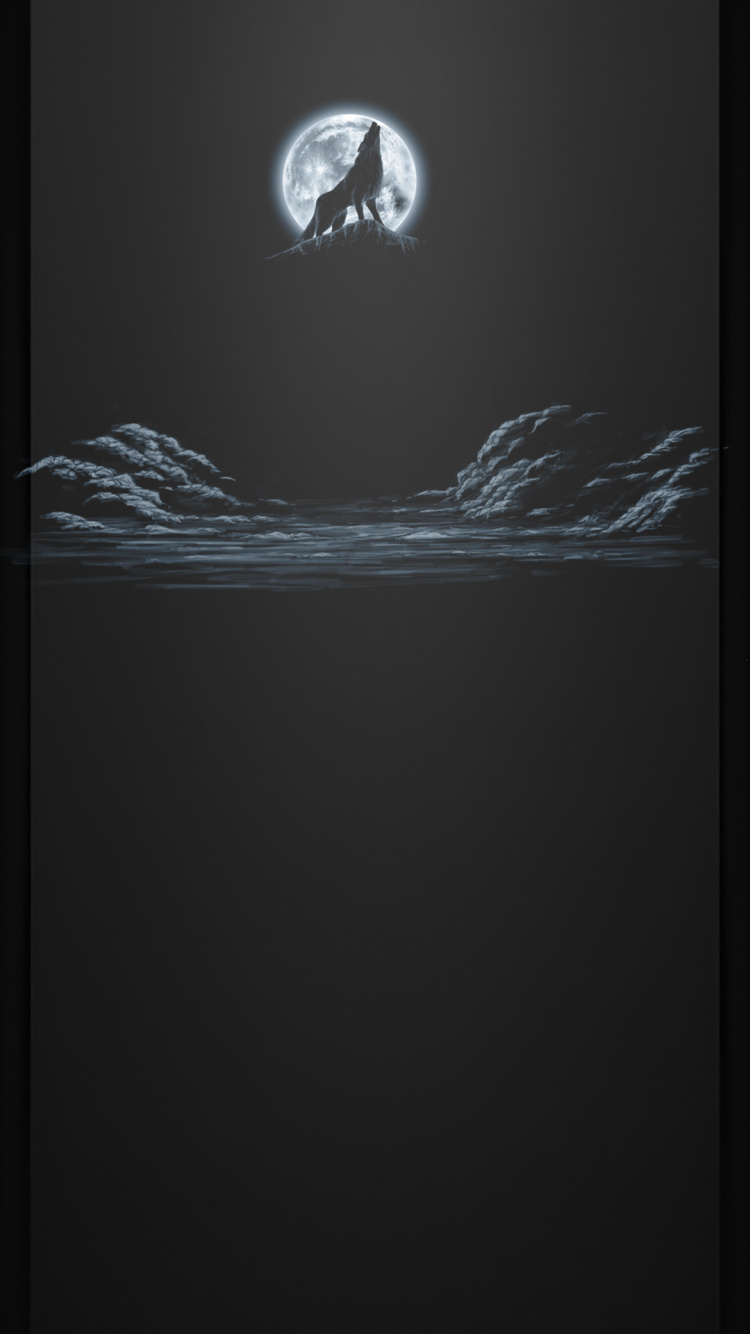 Обои темнота, черный и белый, графика, астрономический объект, лунный свет в разрешении 750x1334