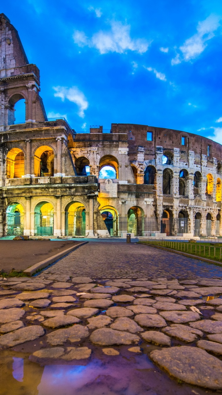 Обои ориентир, здание, ночь, город, средневековая архитектура в разрешении 720x1280