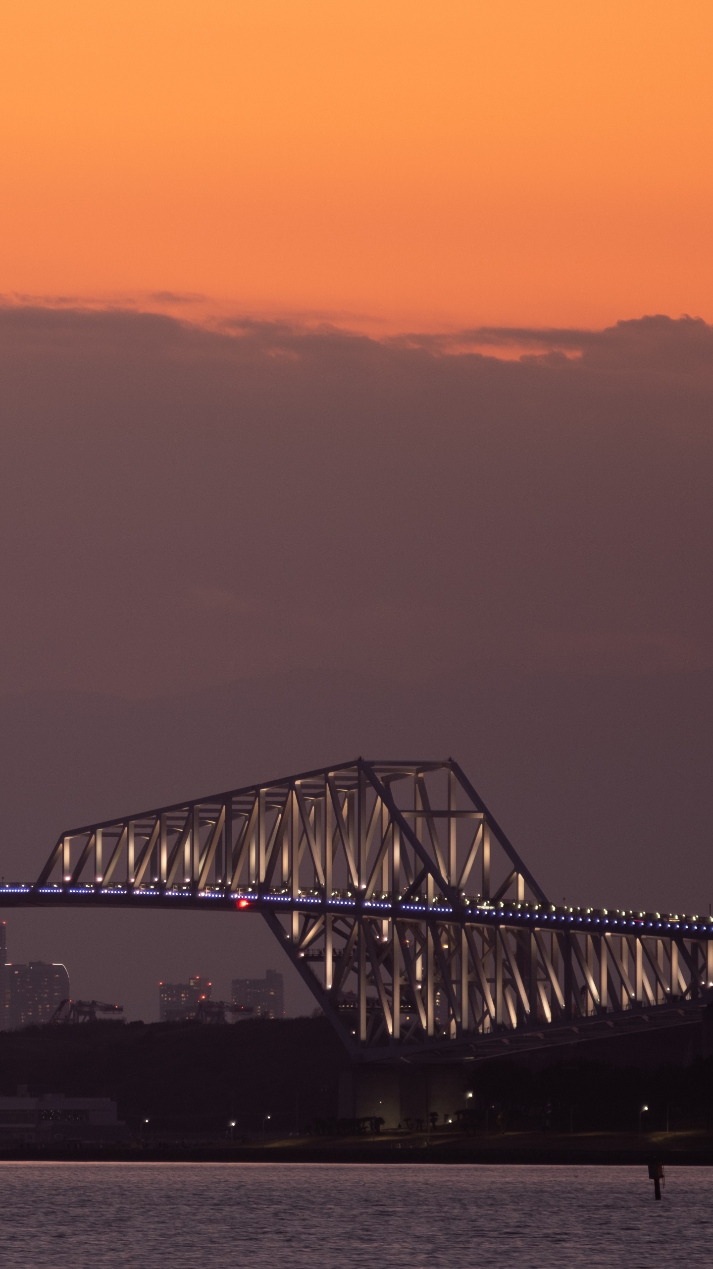 Обои закат, мост, послесвечение, сумрак, консольный мост в разрешении 1440x2560