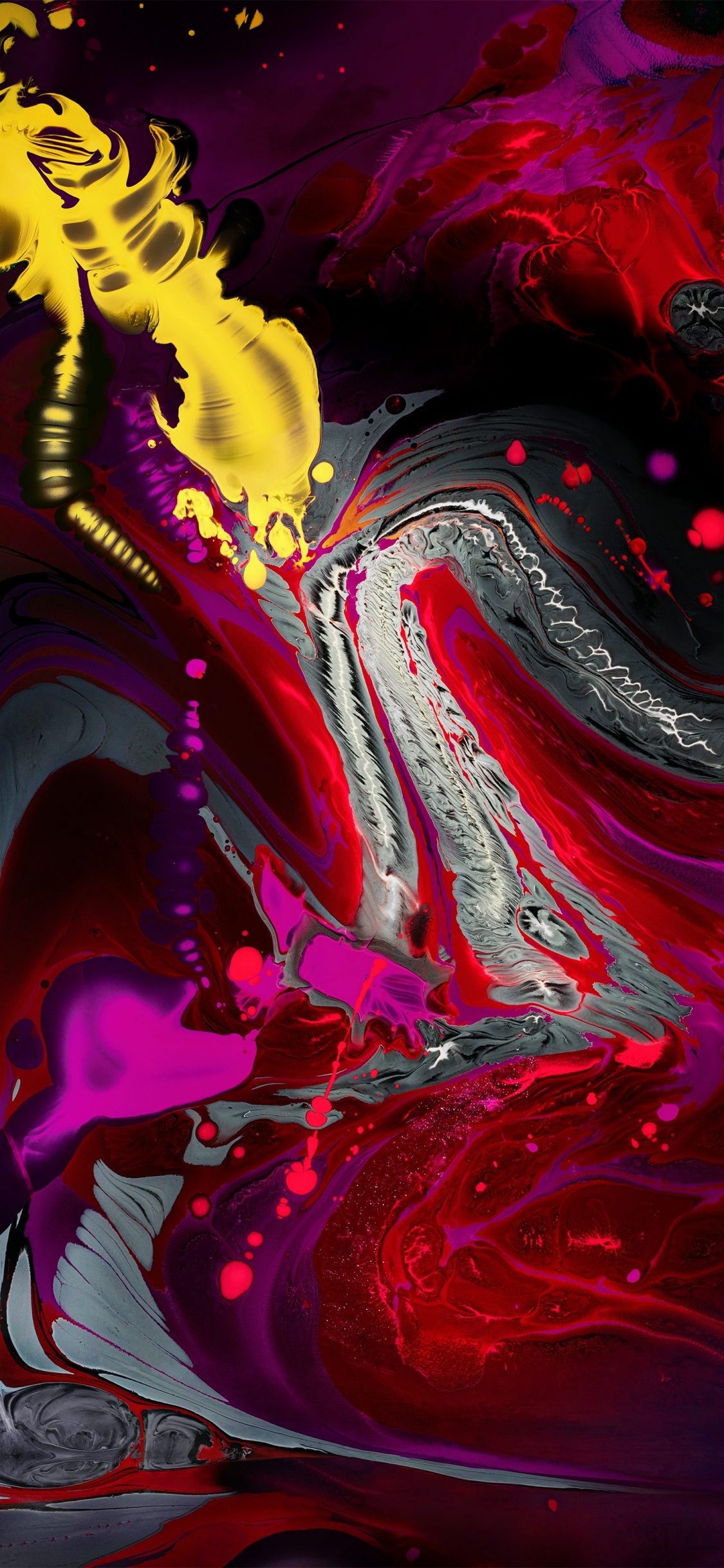 Обои айпад, яблоко, жидкий, пурпур, художественная краска в разрешении 1125x2436