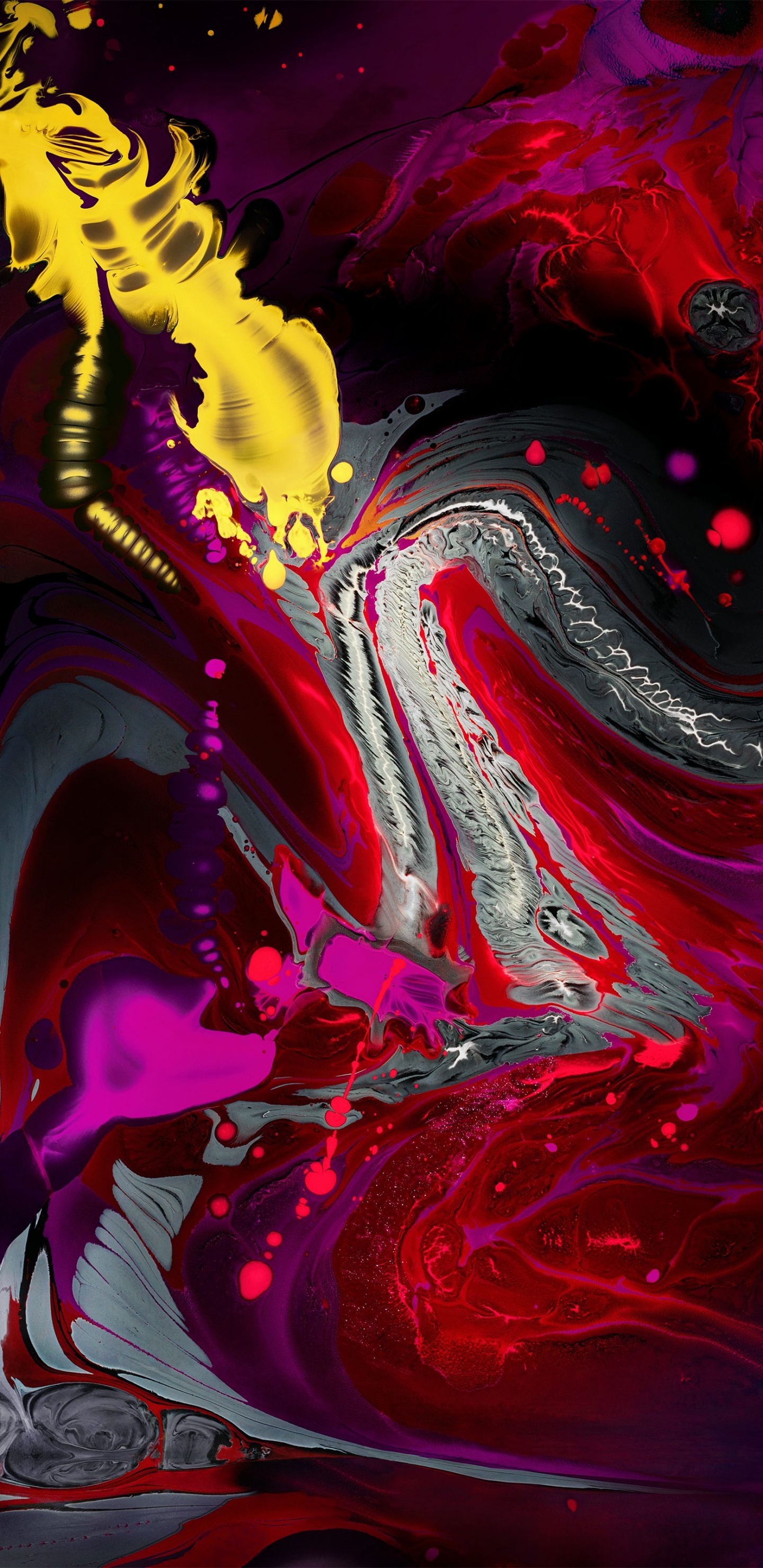 Обои айпад, яблоко, жидкий, пурпур, художественная краска в разрешении 1440x2960