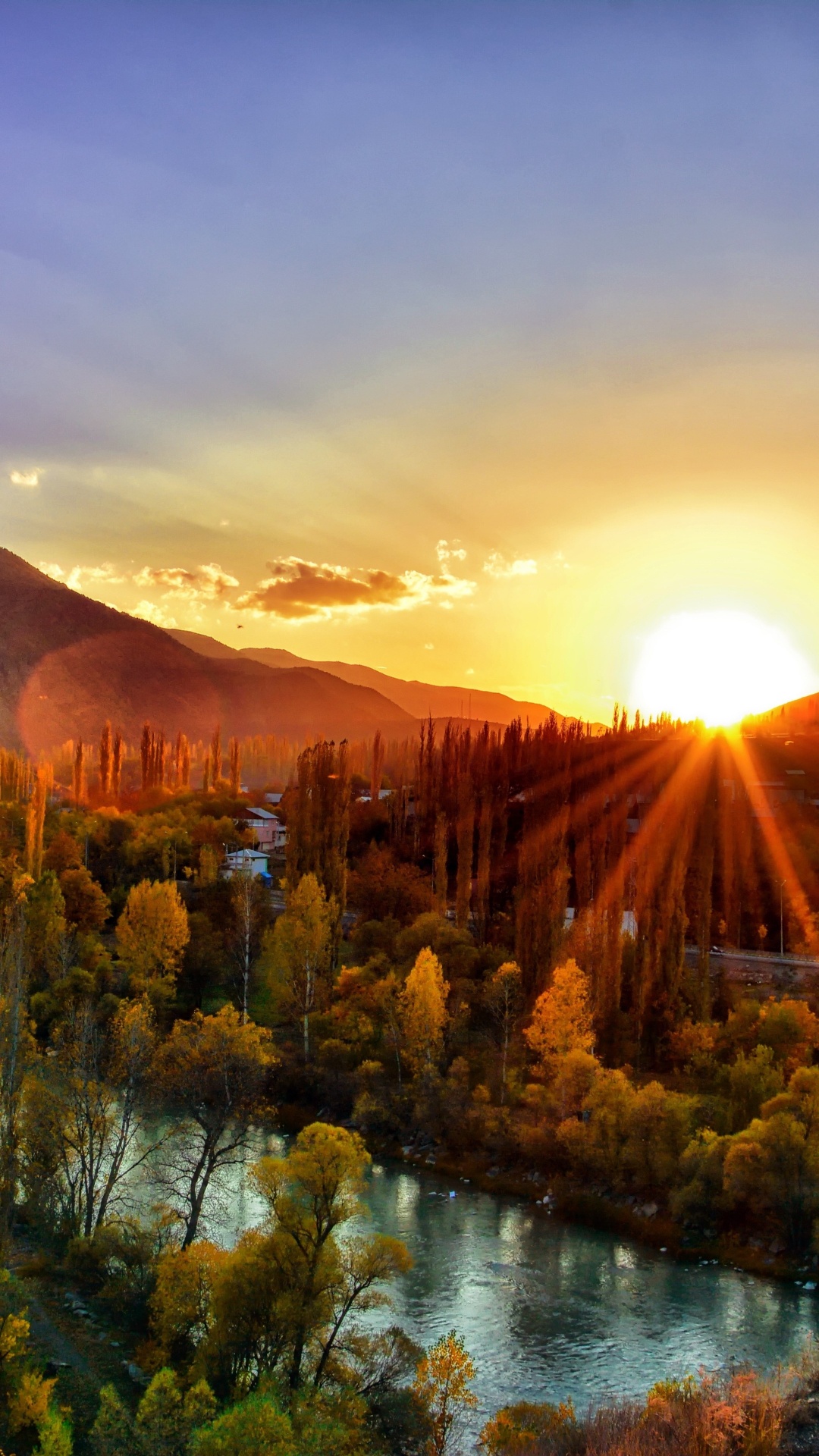 Обои рассвет пейзаж, закат, пейзаж, природа, гора в разрешении 1080x1920