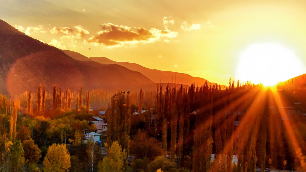 Обои рассвет пейзаж, закат, пейзаж, природа, гора в разрешении 1280x720