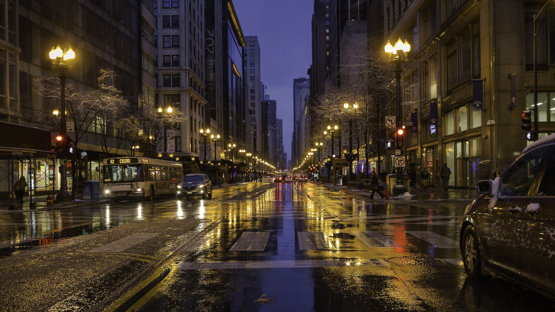 Обои Чикаго, городской район, ночь, город, метрополия в разрешении 1920x1080