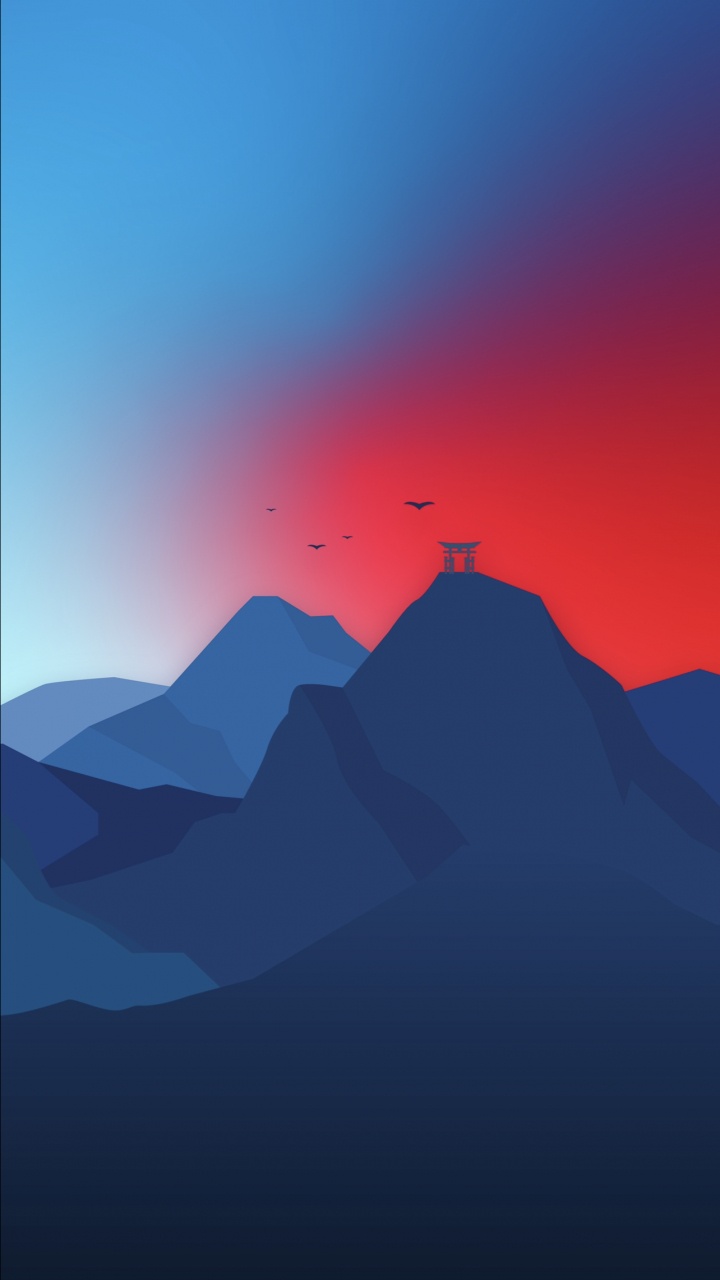 Обои Nokia Lumia 630, гора, атмосфера, послесвечение, сумрак в разрешении 720x1280