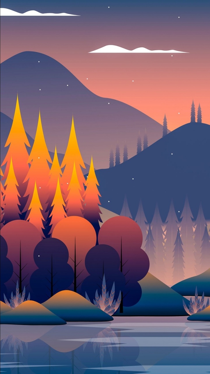 Обои пейзаж минималистский, минимализм, пейзажная живопись, живопись, арт в разрешении 720x1280