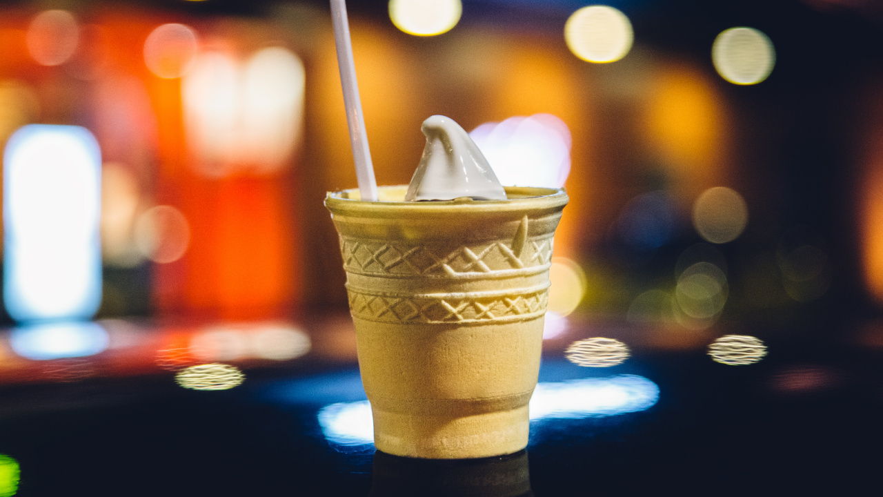 Обои мороженое, крем, ванильное мороженое, напиток, Пенка кофе в разрешении 1280x720