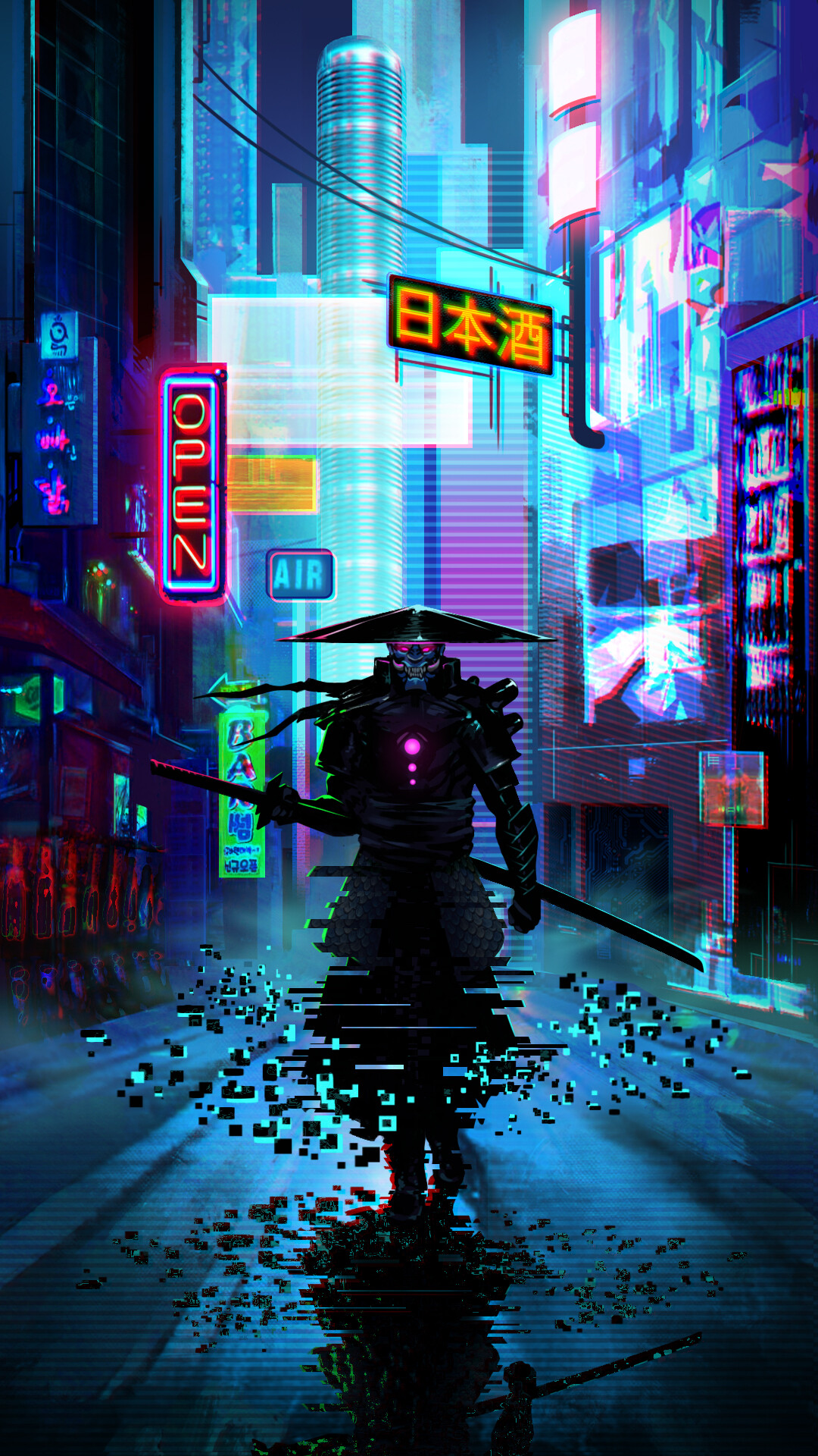 Обои футуристический самурай, Самурай, арт, живопись, аниме арт в разрешении 1080x1920