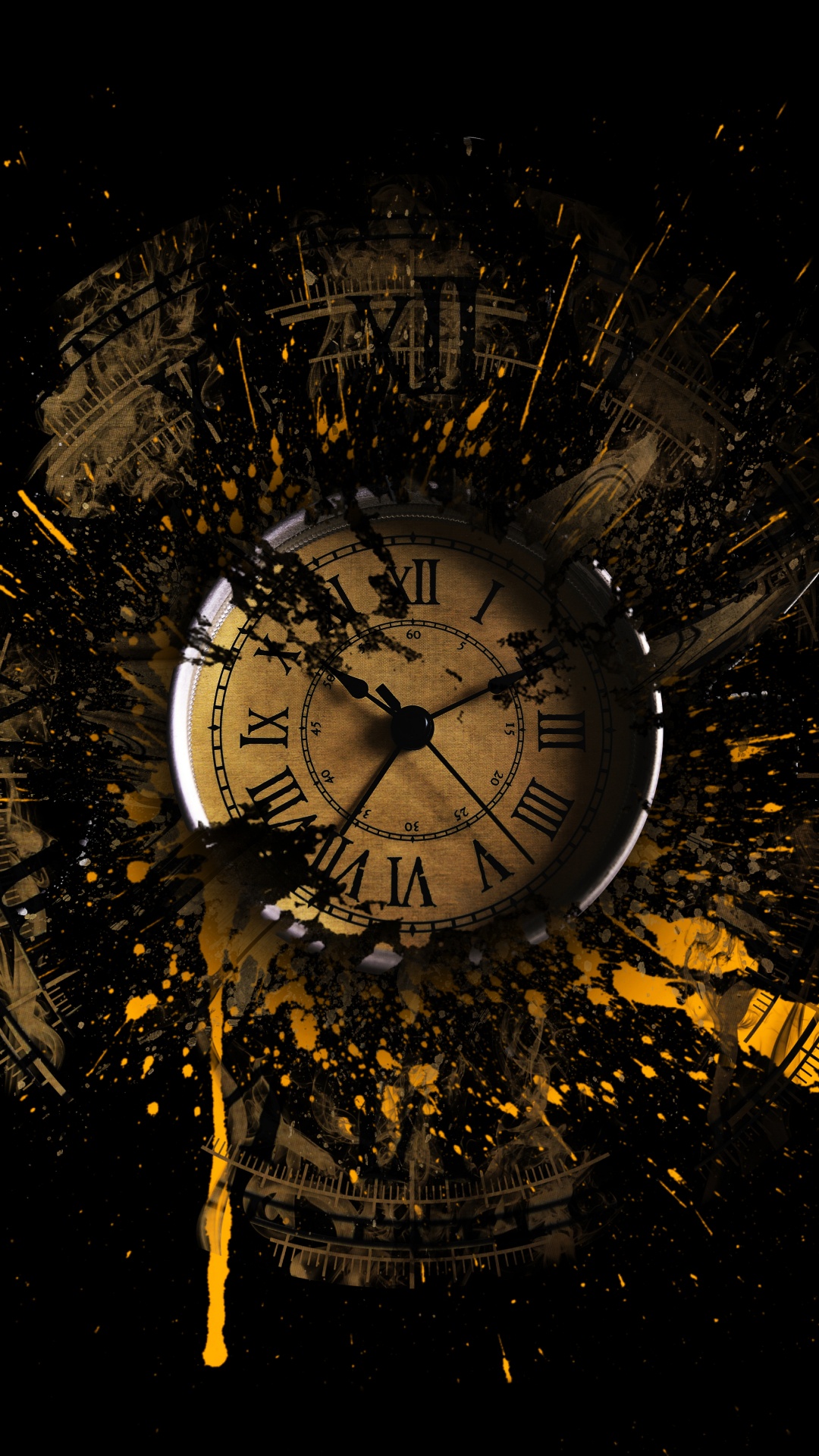 Обои темнота, уличный фонарь, круг, растение, космос в разрешении 1080x1920