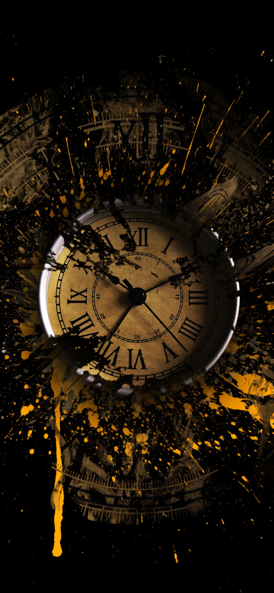 Обои темнота, уличный фонарь, круг, растение, космос в разрешении 1125x2436