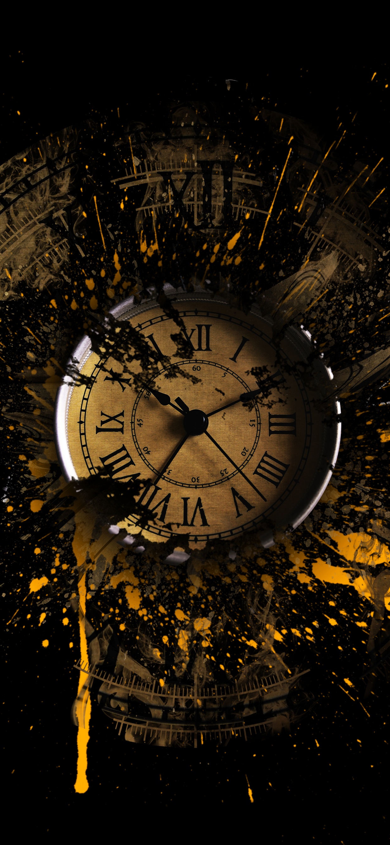 Обои темнота, уличный фонарь, круг, растение, космос в разрешении 1242x2688