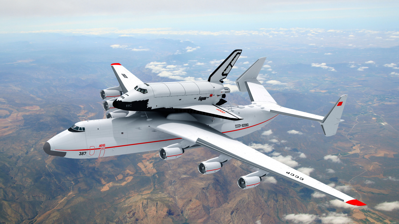 Обои самолеты, самолет, Буран, реактивный самолет, военный самолет в разрешении 1366x768