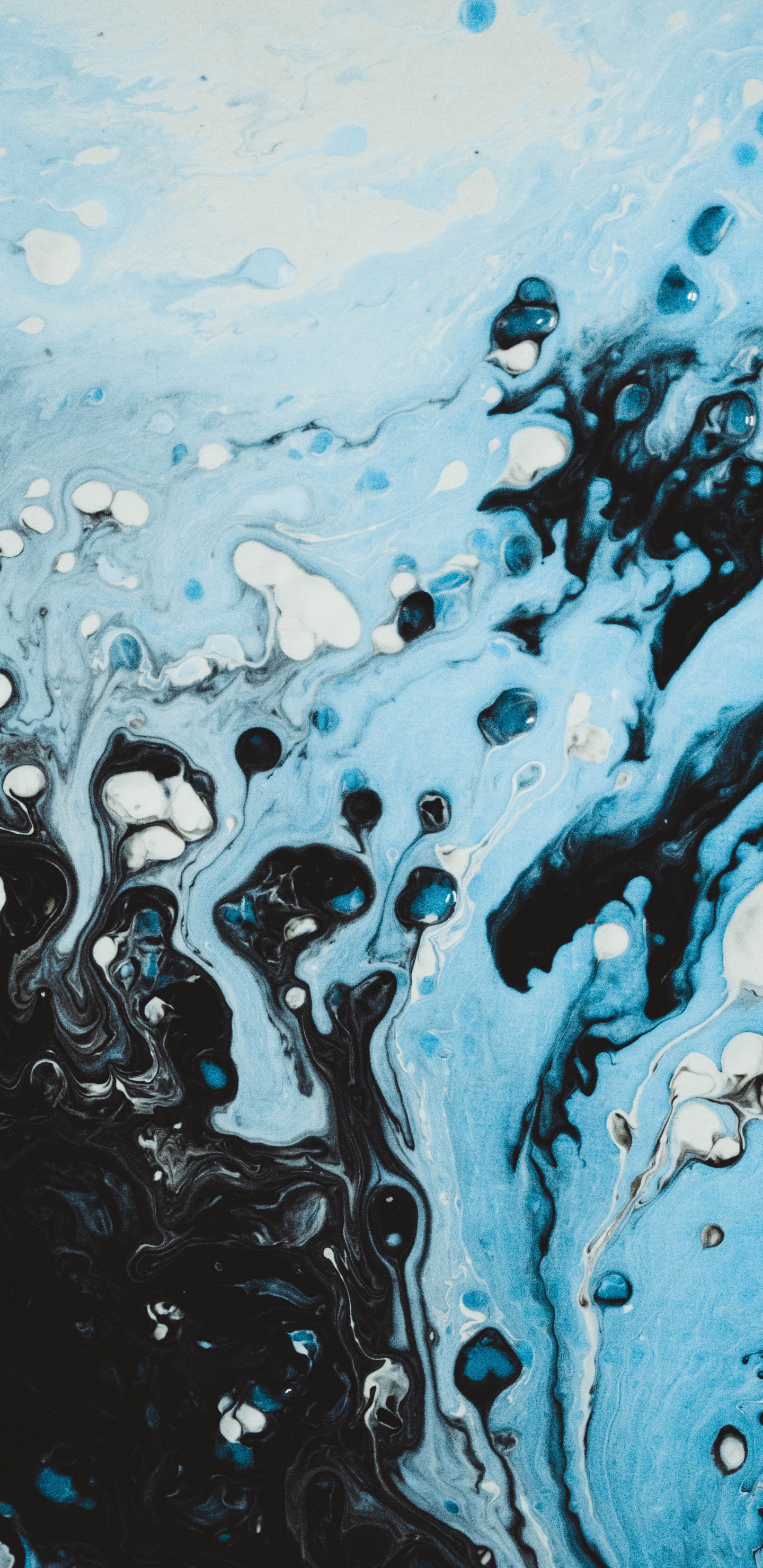 Обои арт, синий, вода, бирюза, живопись в разрешении 1440x2960