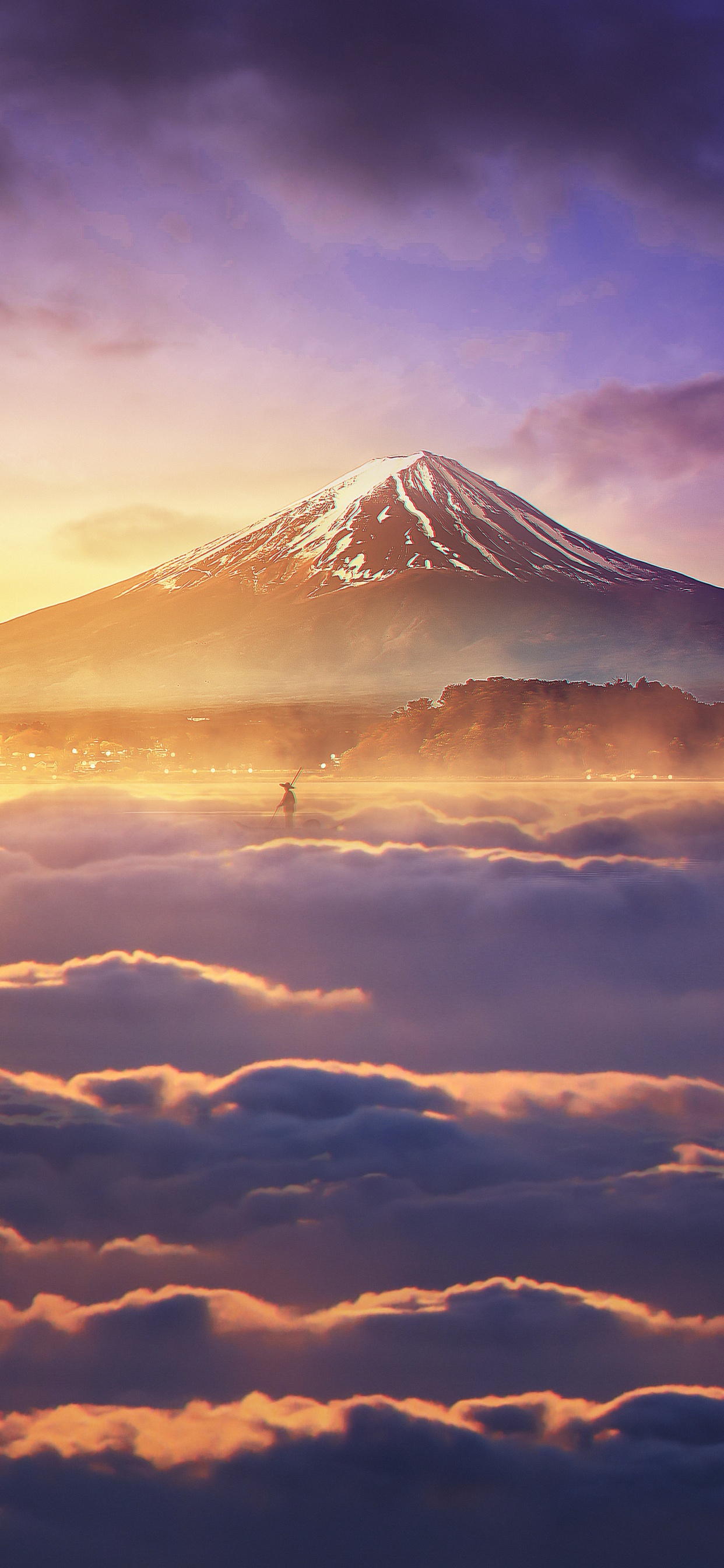 Обои атмосфера, солнечный свет, кучевое облако, облако, гора в разрешении 1242x2688