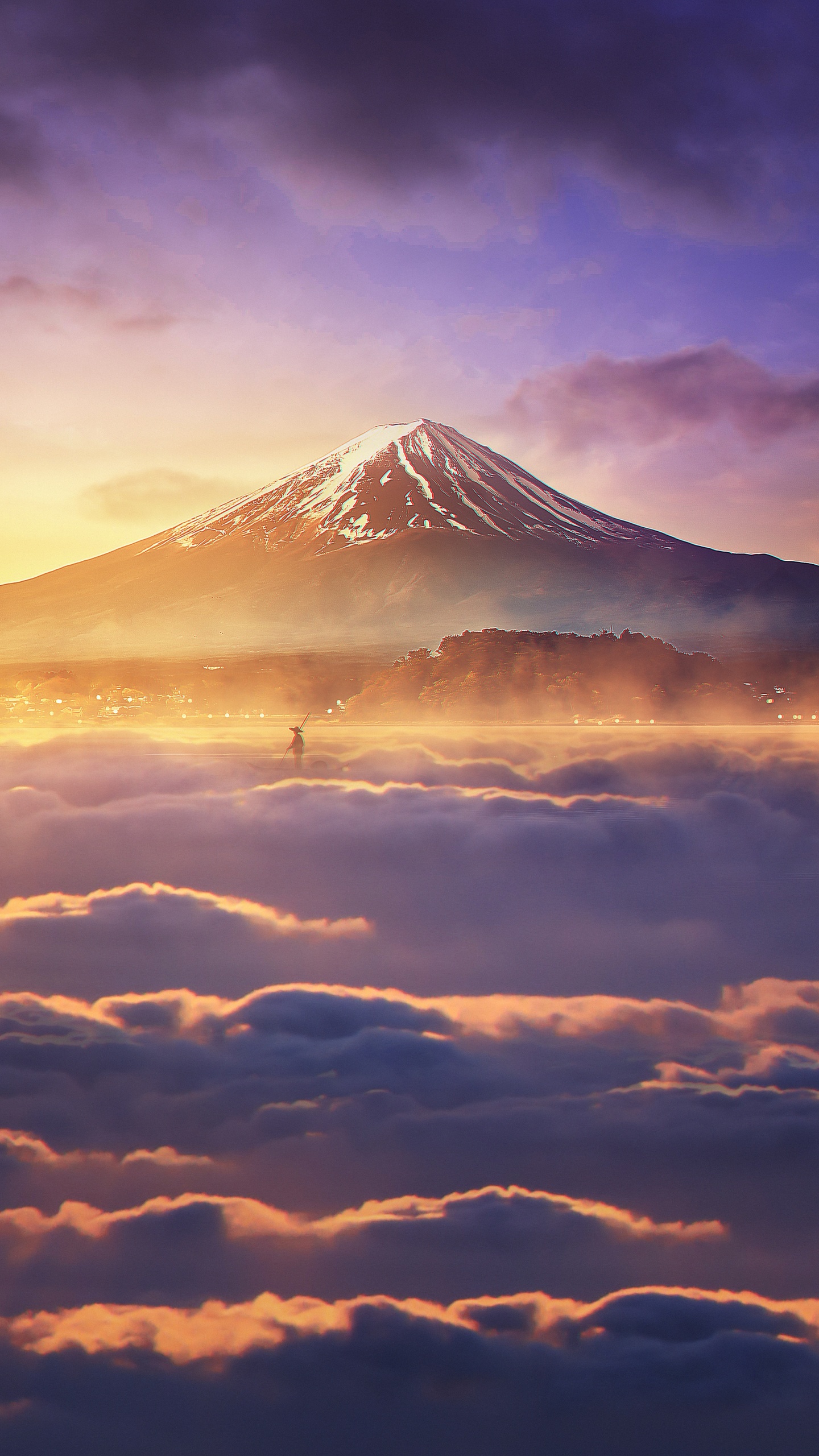 Обои атмосфера, солнечный свет, кучевое облако, облако, гора в разрешении 1440x2560