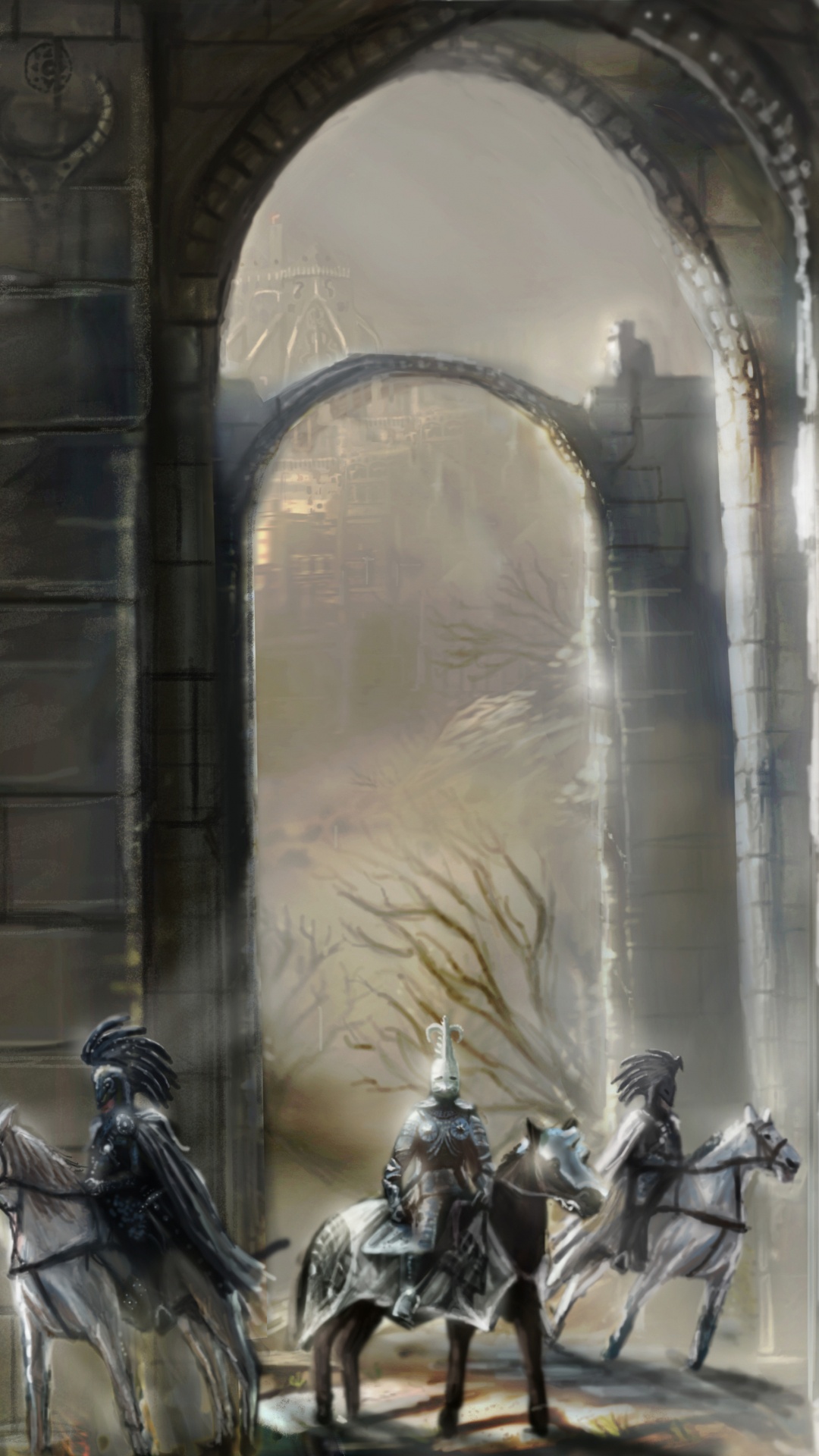 Обои фэнтези, рыцарь, спекулятивная фантастика, святое место, арка в разрешении 1080x1920