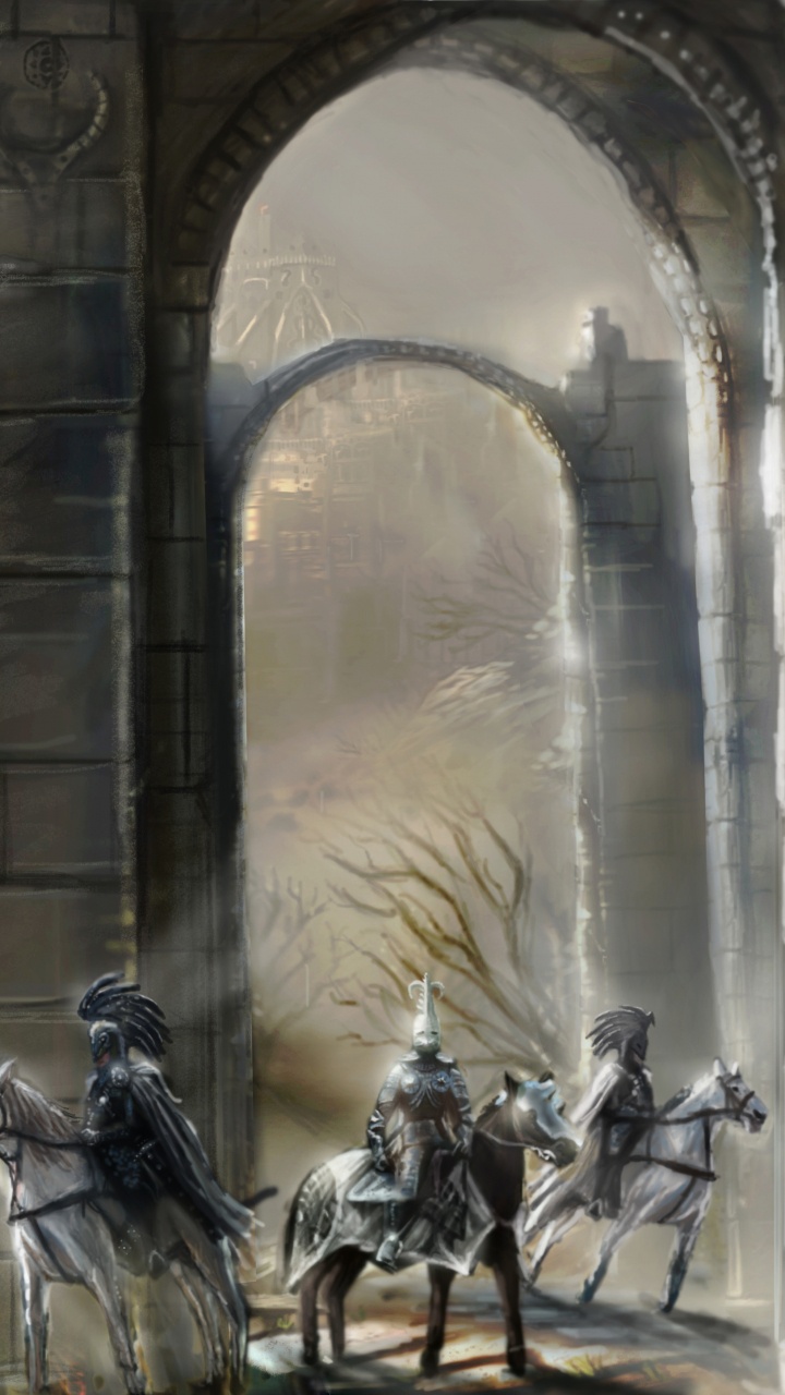 Обои фэнтези, рыцарь, спекулятивная фантастика, святое место, арка в разрешении 720x1280